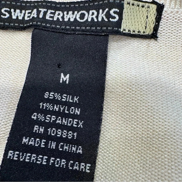 Sweaterworks Women’s Floral Beaded Silk Sweater Multi Color Sz Medium - Picture 7 of 11